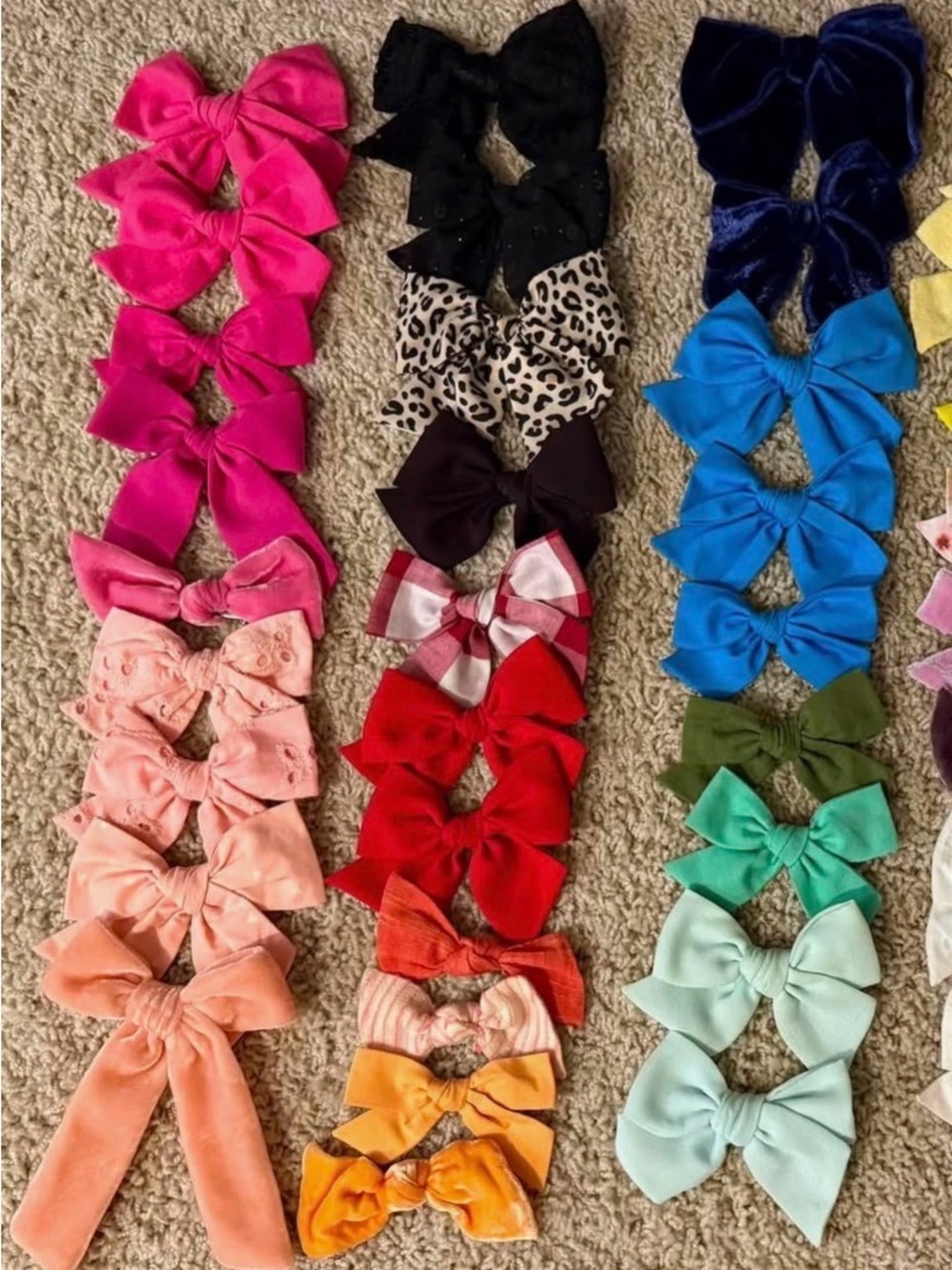 Assorted Girls Bow Hair Clip Set — Bright Multi-Color Pack